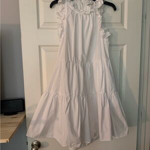 Moodie White Ruffled Casual Dress